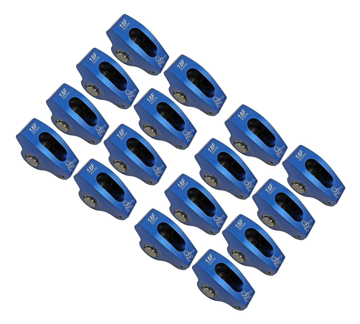 Scorpion Aluminum Roller Rocker Arms, 1.6 Ratio, 7/16" Stud Mount. Stud Set of 16 SCP1018
