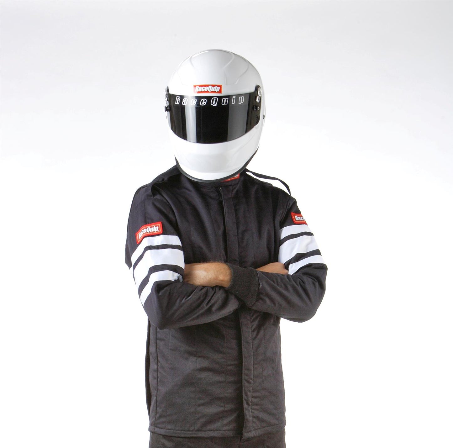 RaceQuip 120 Series Pyrovatex Multiple Layers, SFI 3.2A/5 Jacket, Black with White Stripe