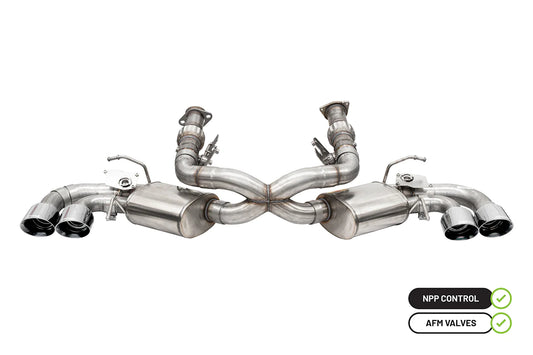 Corsa 2020-2023 Corvette C8 3" Valved Cat-Back 4.5in Polished Quad Tips - Fits Factory Perf Exhaust w/ AFM 21100