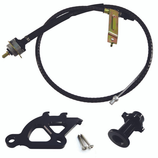 UPR 1979-2004 Mustang Clutch Quadrant Cable & Firewall Adj Kit Black 3004-121