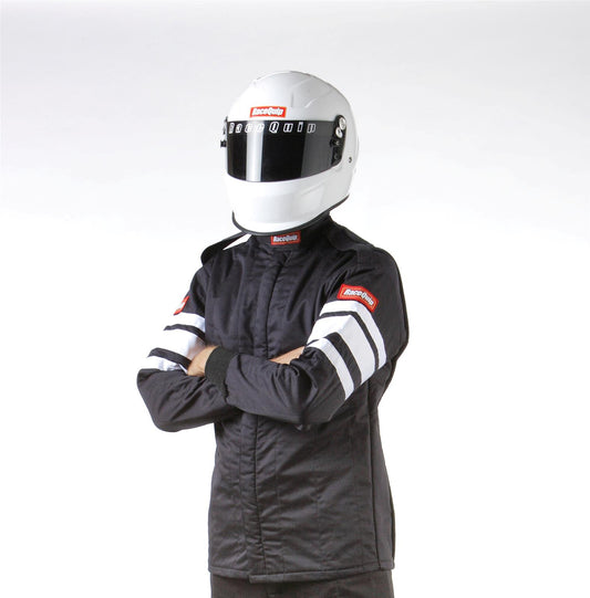 RaceQuip 120 Series Pyrovatex Multiple Layers, SFI 3.2A/5 Jacket, Black with White Stripe